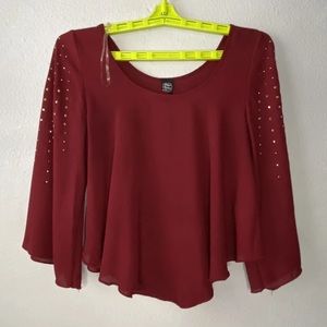Dope Choice | Women's Wine Red Flowy sleeve Blouse Size S